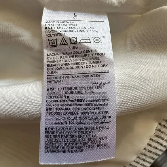 NWT Old Navy Linen Blend Blazer Jacket Large Striped Double Breasted Black White - Picture 10 of 13